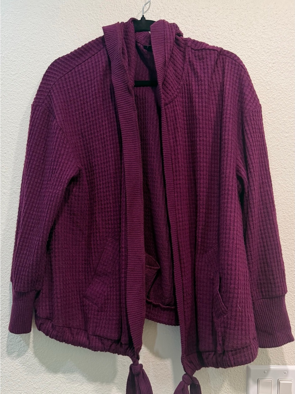Torrid Tie Front Hoodie Cardigan Open Front Waffle Knit Purple Plus Size 1